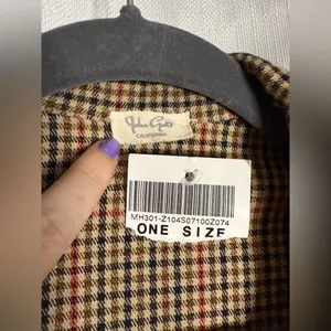 John Galt Brown by Brandy Melville Red Plaid Collared Crop Top Medium thumbnail 7