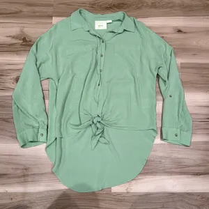 Anthropologie Maeve Green Sandbridge Button Front Top Blouse Women’s Medium thumbnail 2