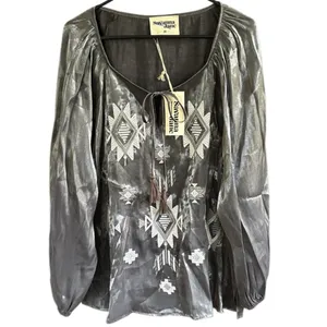 NWT Savanna Jane Embroidered Aztec Top Silver Size 2X thumbnail 2