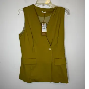 OGL Green Button Up Vest Waistcoat V-Neck Pocket Tailored Top Medium M thumbnail 2