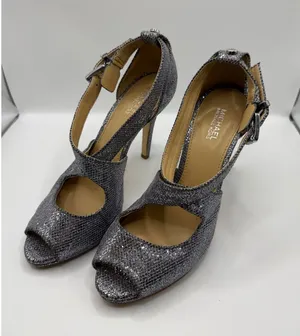 Michael Kors Glitter Snakeskin Peep Toe Platform Ankle Strap Heels Size 8M thumbnail 1