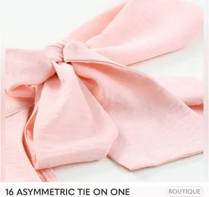 Asymmetrical Tie On One Shoulder Sleeveless Top in Light Pink thumbnail 4