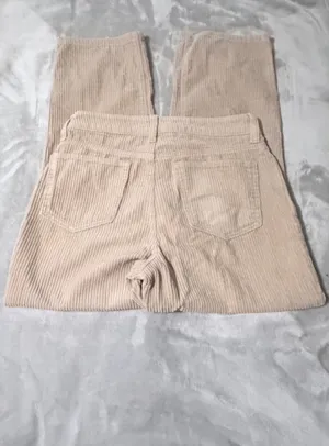 SO High Rise Straight Leg Corduroy Pants Beige Women Pockets Button Size 7 thumbnail 3