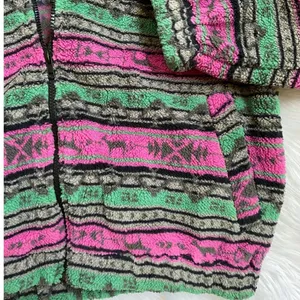Cider‎ Pink Green Fair Isle Sherpa Fleece Full Zip Jacket XL New thumbnail 10