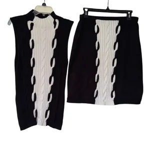 Etcetera Black White Cable Knit 2 Piece Skirt Set small thumbnail 1