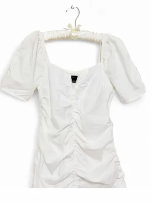 Anthropologie Sanctuary Women’s Puff Sleeve Shirred Poplin Ruched Dress Size 4 thumbnail 6