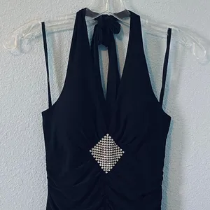 Star Vixen Y2K Black Halter Neck Rhinestone Dress thumbnail 2