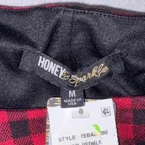 Honey & Sparkle Red Black Buffalo Plaid Drop Waist Pleated Dress M thumbnail 3