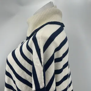 Loft medium striped long sleeve cotton poly blend sweater thumbnail 3