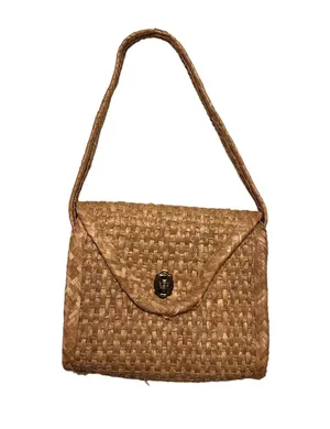 Woven Rattan Envelope Shoulder Bag Tan thumbnail 1