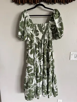 Abercrombie & Fitch Emerson green tropica Midi Dress size medium NWT thumbnail 9