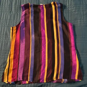 Coldwater Creek EUC M multi-colored striped tank/cami top. Purples, yellow, reds thumbnail 2