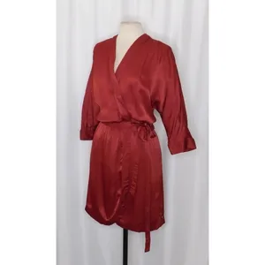 SCOTCH & SODA Maison Scotch Red Satin Wrap Dress Solid Party Cocktails Medium thumbnail 4