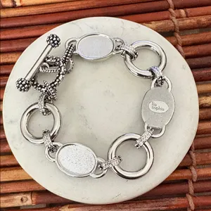 Lia Sophia Silver Bracelet with Multicolor Accents Toggle Clasp 7”- 8.5” thumbnail 3