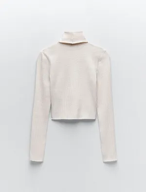ZARA Nwt Ribbed Cropped Turtleneck Sweater Top Blouse thumbnail 5