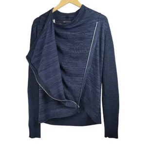 INC International Concepts Asymmetrical Zip Front‎ Blue Sweater thumbnail 2