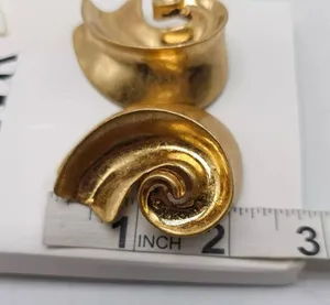 NWT ‼️ Zara Gold-Tone Spiral Abstract Seashell Post Earrings New Sold Out Online thumbnail 5