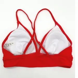 Triangle‎ Bikini Top Women XS Red Cross Back Stretch Minimalist Sporty Glam Pool thumbnail 4