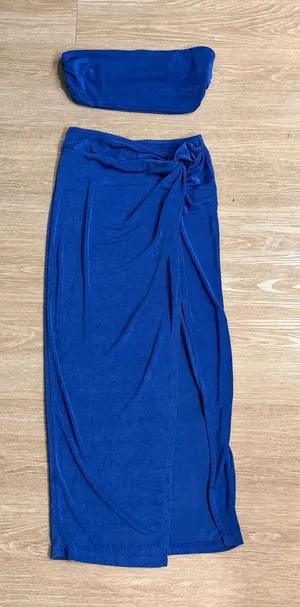 Shein Royal Blue Side-Tie Maxi Skirt Set thumbnail 1