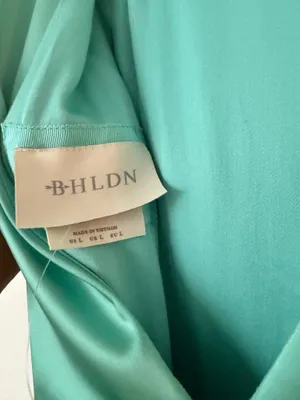 BHLDN Aqua/Teal Satin Bow-Back Mini Dress — Size Large thumbnail 5