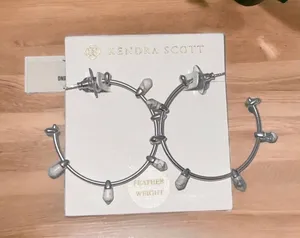 NWT! Kendra Scott Freida Rhodium Plated Hoop Earrings thumbnail 1
