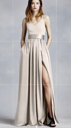 White by Vera Wang Champagne Halter Maxi Dress thumbnail 1