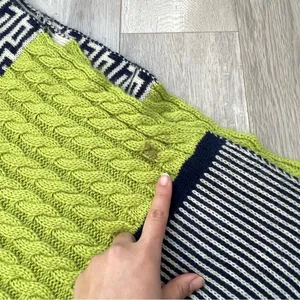 Colorful Knit Scarf Arm Warmers womens Green Blue (one size) bright fun winter thumbnail 5