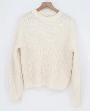 A New Day Sweater Womens S Pullover Cream Textured Knit Long Sleeve Excellent thumbnail 1