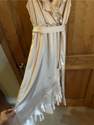 Show Me Your MuMu tan Champagne beige Satin High-Low Dress Size medium thumbnail 6
