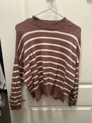 Brown Striped Sweater High Neck  thumbnail 1