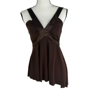 Y2K‎ Babydoll Top Women L Forest Fairy Pixie Festival Boho Sheer Tank Asymmetric thumbnail 2