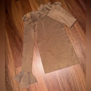Alice + Olivia $295 bronze metallic mirror sweater knit revolve ruffle xs winter thumbnail 3
