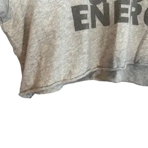 Aerie Gray Cotton Short Sleeve Good Vibes Energy Cropped Top Women Sz M thumbnail 4