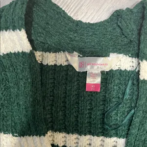 No Boundaries Forest Green and White Striped‎ Cardigan thumbnail 6