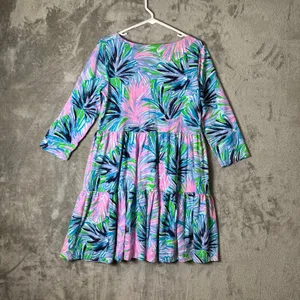 Lilly‎ Pulitzer 3/4 Sleeve Beach Bash Geanna Dress Swing Flounced Hem LG Coastal thumbnail 4