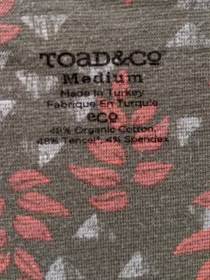 Toad & Co Rosemarie Dress Organic Cotton Olive Green Leaf Print Womens M thumbnail 10