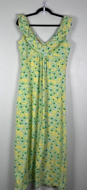 Lilly Pulitzer Women's Sleeveless Ruffle Floral Dress Sz L thumbnail 1