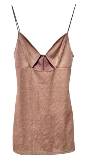 Superdown Brina Mini Dress Rose Gold Metallic Shimmer Cutout Small thumbnail 1