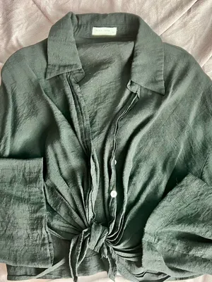 Miss Love Black Tie-Front Button-Down Top thumbnail 1