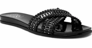 Vince Camuto Black Braided Stud Slide Sandals thumbnail 1