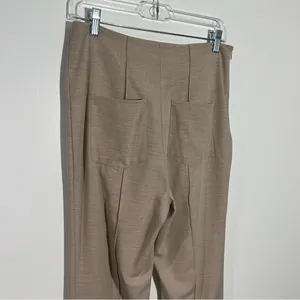 NEW Lattelier High‎ Waist Flare Leg Pants Side Ankle Slit Center Seam XL Career thumbnail 7