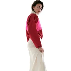 Zara Cropped Shearling Retro Colorblock Jacket M thumbnail 4