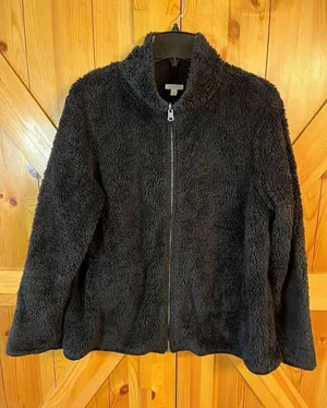 Sonoma Womens Fleece Jacket Sz XL Black Fleece Zip Front Casual Activewear (3254 thumbnail 1