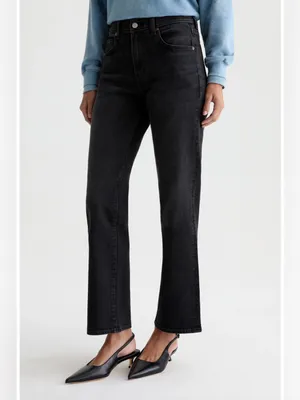 AG Brinley Mid Rise Straight Leg Dark Charcoal Black Jeans 28 thumbnail 14