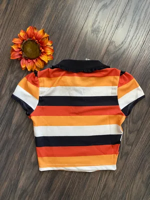 Unique Vintage NWT  Candy Corn Stripes Crop Top SMALL thumbnail 5