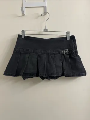 BDG Shaina Micro Mini Skort in Black Denim Size XS thumbnail 4