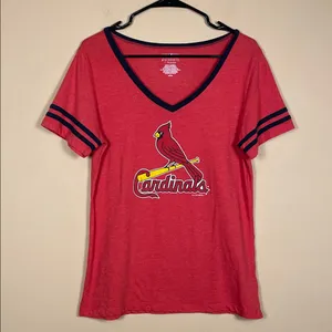 5th & Ocean Women’s MLB Cardinals Baseball Graphic Print Red Short Sleeve Shirt thumbnail 1