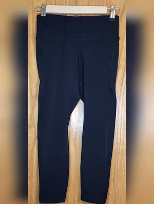 Nike DRI- FIT Women's Black Athletic Leggings with White Swoosh Small thumbnail 2