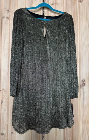 NWT City Studio Black Silver Metallic Shift Dress Glam Bling New Year Size M thumbnail 1