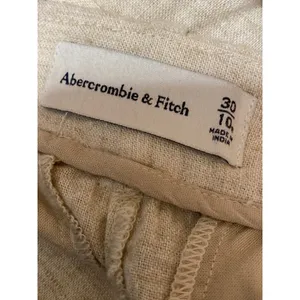 Abercrombie & Fitch Beige Linen High Rise Pleated Wide Leg Trousers Pants Sz 30 thumbnail 3